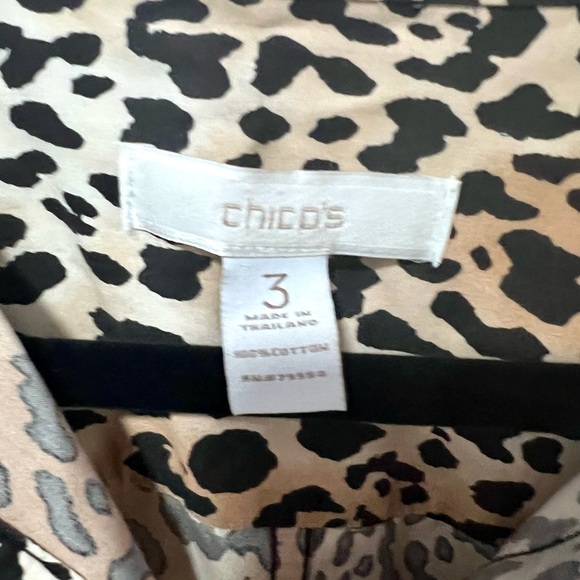Chico's no iron leopard print Button Down Shirttail blouse  16/18-XL - Picture 2 of 10